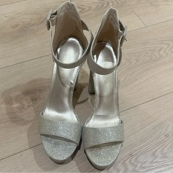 Dream Pairs gold glitter ankle strap Chunky Platform Heels party new years - Picture 4 of 7